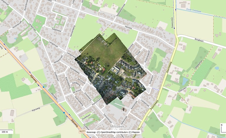 Drone fotogrammetrie: Orthomosaic van een Dorp